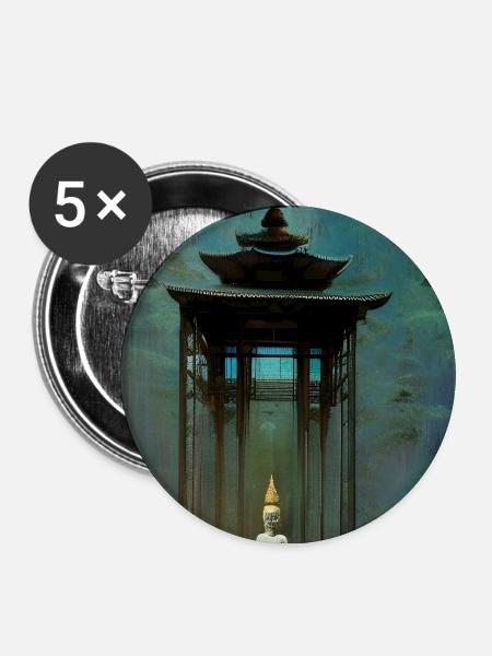 Tempel - Buttons mittel 32 mm (5er Pack) - Weiß