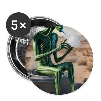Alien dampft in Wüstensand - Buttons mittel 32 mm (5er Pack) - Weiß - Vorne