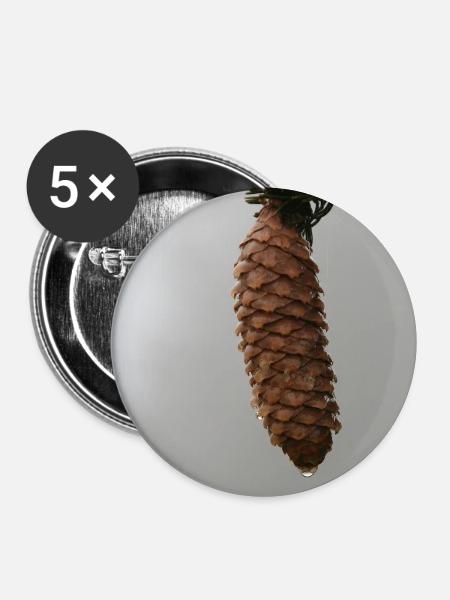 TANNENZAPFEN IM MORGENNEBEL - Buttons mittel 32 mm (5er Pack) - Weiß