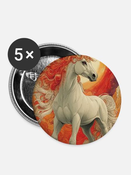 Feuerhimmel Einhorn - Buttons mittel 32 mm (5er Pack) - Weiß
