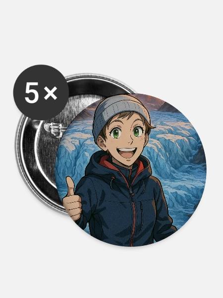 Freudige eisige Wanderung - Buttons mittel 32 mm (5er Pack) - Weiß