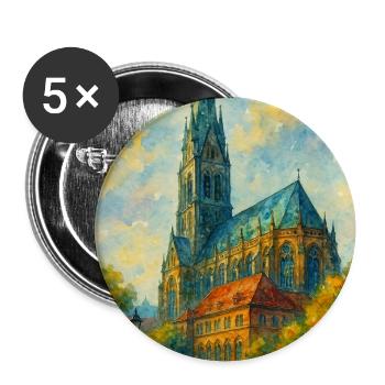 Gothic church in impressionist style - Buttons medium 1.26"/32 mm (5-pack) - white - Front