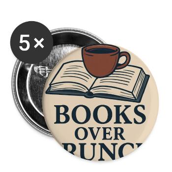 Coffee and books motif - Buttons medium 1.26"/32 mm (5-pack) - white - Front