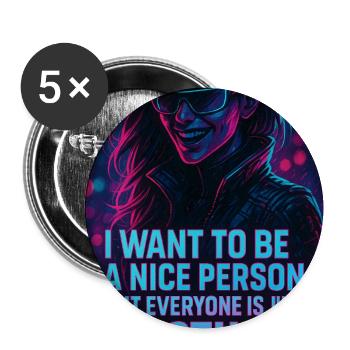 Humorous neon design with a sarcastic saying - Buttons medium 1.26"/32 mm (5-pack) - white - Front