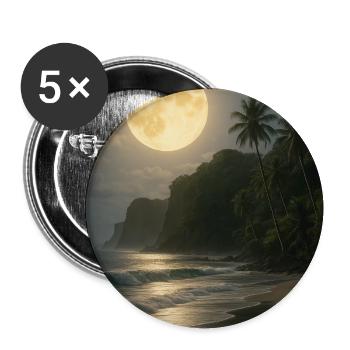 Moonlight over tropical beach - Buttons medium 1.26"/32 mm (5-pack) - white - Front