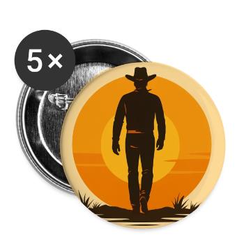 Western Cowboy Sonnenuntergang Motiv Design - Buttons mittel 32 mm (5er Pack) - Weiß - Vorne