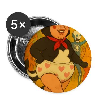 Festlicher Tanz mit kostümierten Figuren - Buttons mittel 32 mm (5er Pack) - Weiß - Vorne