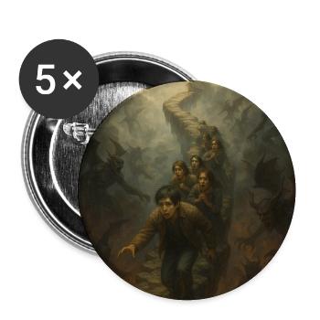 « Le chemin entre le ciel, l’enfer et la peur humaine » - Lot de 5 moyens badges (32 mm) - blanc - Devant