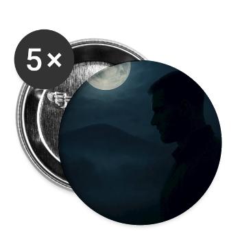 Night silhouette under the moon - Buttons medium 1.26"/32 mm (5-pack) - white - Front