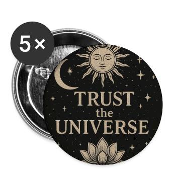 Vertrauen ins Universum mit Lotus - Buttons mittel 32 mm (5er Pack) - Weiß - Vorne