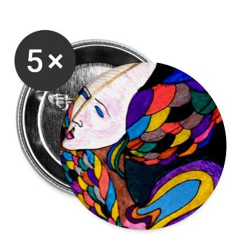 Buntes mystisches Porträt - Buttons mittel 32 mm (5er Pack) - Weiß - Vorne