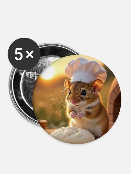 Creative Chef Mouse für die Küche - Buttons mittel 32 mm (5er Pack) - Weiß