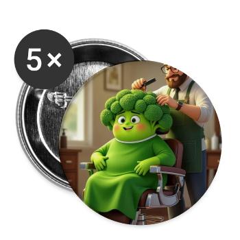 Broccoli Chef Makeover Illustration - Buttons medium 1.26"/32 mm (5-pack) - white - Front