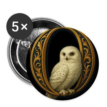 O – Magic ornament with snowy owl - Buttons medium 1.26"/32 mm (5-pack) - white - Front
