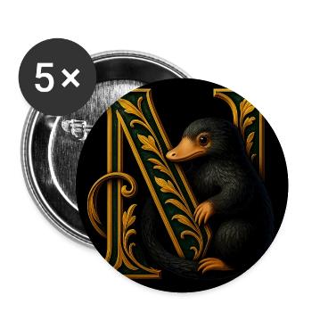 N – Magisches Ornament mit Maulwurf - Buttons mittel 32 mm (5er Pack) - Weiß - Vorne
