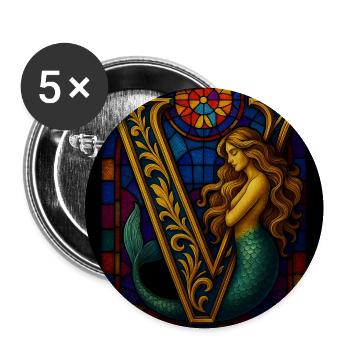 V – Magisches Ornament mit Nixe - Buttons mittel 32 mm (5er Pack) - Weiß - Vorne