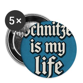 Schnitzel ist mein Leben Schriftzug - Buttons mittel 32 mm (5er Pack) - Weiß - Vorne
