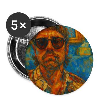 Lebendiges künstlerisches Ölporträt - Buttons mittel 32 mm (5er Pack) - Weiß - Vorne