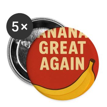 Slogan humoristique avec banane vibrante - Lot de 5 moyens badges (32 mm) - blanc - Devant