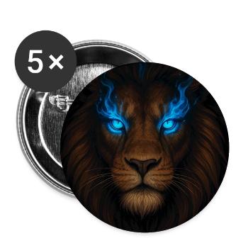 Tête de lion passionnée à l’énergie bleue - Lot de 5 moyens badges (32 mm) - blanc - Devant