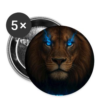 Löwenkopf mit blauer Magie und Titel - Buttons mittel 32 mm (5er Pack) - Weiß - Vorne