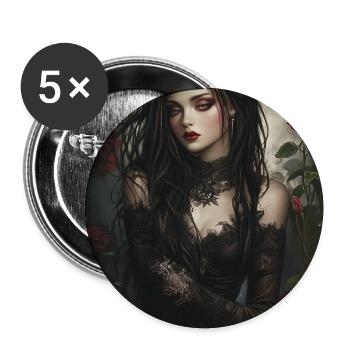 Black elegance with rose accents - Buttons medium 1.26"/32 mm (5-pack) - white - Front