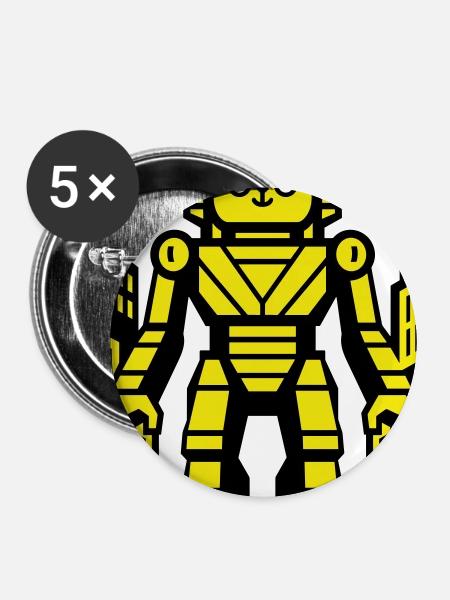 Cat Robot in Stadtlandschaft - Buttons mittel 32 mm (5er Pack) - Weiß