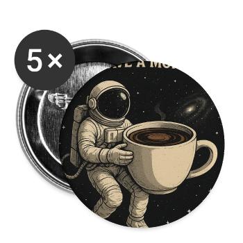 Houston Astronaut Kaffee-Abenteuer - Buttons mittel 32 mm (5er Pack) - Weiß - Vorne