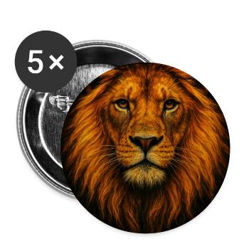 Tête de lion majestueuse dans le style artistique - Lot de 5 moyens badges (32 mm) - blanc - Devant