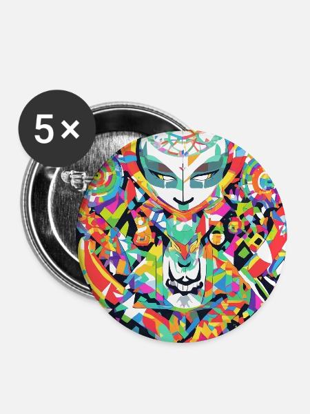 Psychedelisches Chakra & Katzenkunst - Buttons mittel 32 mm (5er Pack) - Weiß