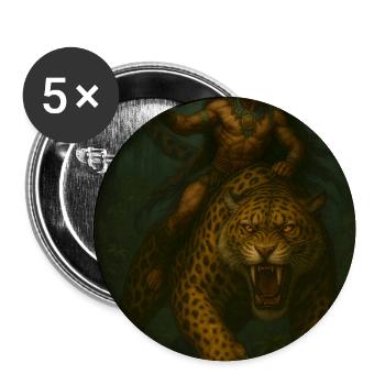 Apache-Schamane auf Jaguar im Mystischen Wald - Buttons mittel 32 mm (5er Pack) - Weiß - Vorne