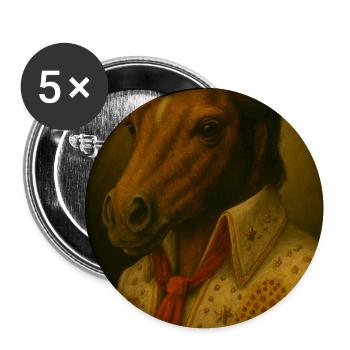 Pferdekopf im Glitzeranzug - Buttons mittel 32 mm (5er Pack) - Weiß - Vorne