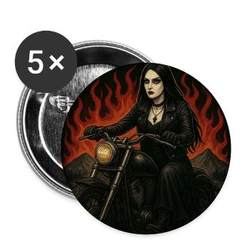 Goth Biker Girl - Buttons mittel 32 mm (5er Pack) - Weiß - Vorne