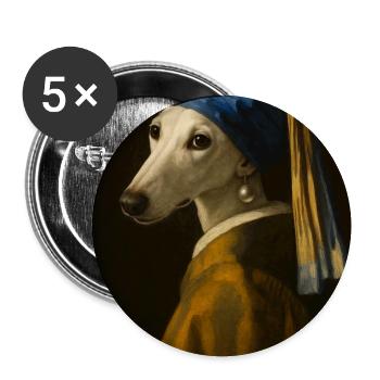 Portrait de chien Impression artistique - Lot de 5 moyens badges (32 mm) - blanc - Devant