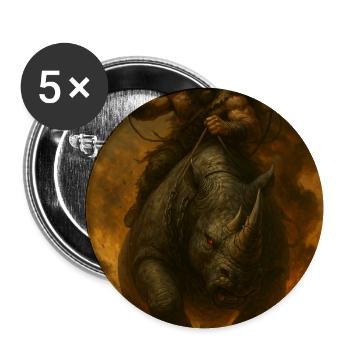 Stammeskrieger auf Nashorn – Fant Illustration - Buttons mittel 32 mm (5er Pack) - Weiß - Vorne