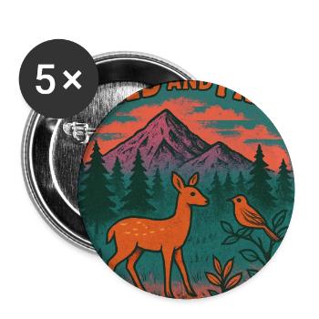 Paysage naturel sauvage et libre - Lot de 5 moyens badges (32 mm) - blanc - Devant