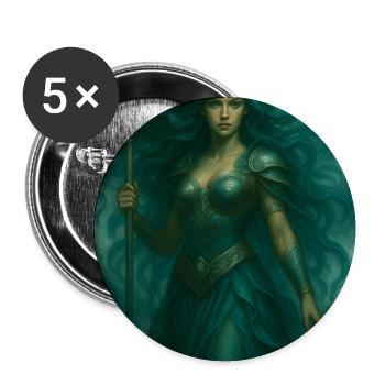 Göttin der Ozeane – Dreizack und Wellen - Buttons mittel 32 mm (5er Pack) - Weiß - Vorne
