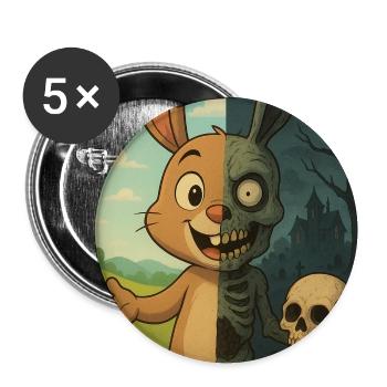 Lapin mort vivant zombie Halloween  - Lot de 5 moyens badges (32 mm) - blanc - Devant