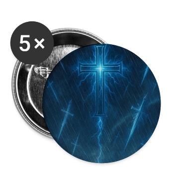 Blitzkreuz im Sturm - Buttons mittel 32 mm (5er Pack) - Weiß - Vorne