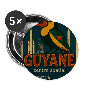 Toucans et fusées Guyane - Lot de 5 moyens badges (32 mm) - blanc - Devant