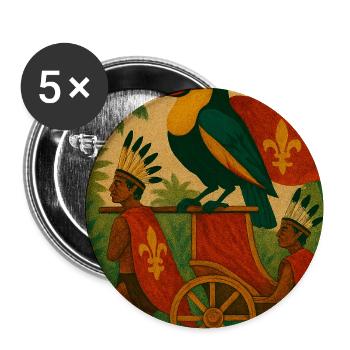 Tukan-König und Kolonialwagen - Buttons mittel 32 mm (5er Pack) - Weiß - Vorne