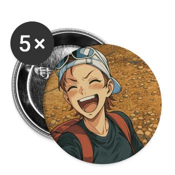 Rire en montagne anime aventurière - Lot de 5 moyens badges (32 mm) - blanc - Devant