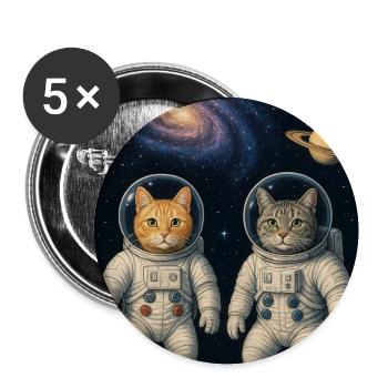 Katzen - Buttons mittel 32 mm (5er Pack) - Weiß - Vorne