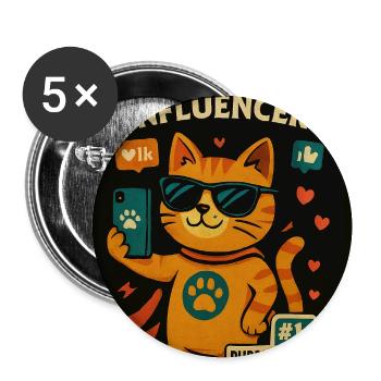 Chat influenceur avec lunettes de soleil - Lot de 5 moyens badges (32 mm) - blanc - Devant