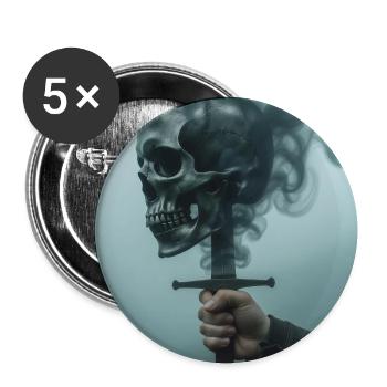 Shadow Skull with Smoky Sword - Buttons medium 1.26"/32 mm (5-pack) - white - Front