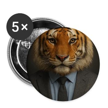 Tiger in a suit office chic - Buttons medium 1.26"/32 mm (5-pack) - white - Front