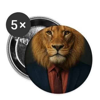 Lion in a suit - Buttons medium 1.26"/32 mm (5-pack) - white - Front
