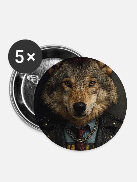 Wolfs Punk Mohawk Lederjacke - Buttons mittel 32 mm (5er Pack) - Weiß
