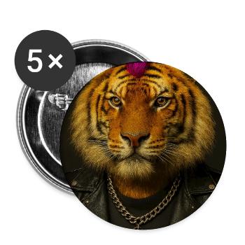 Tiger Punk Mohawk in Leather - Buttons mittel 32 mm (5er Pack) - Weiß - Vorne