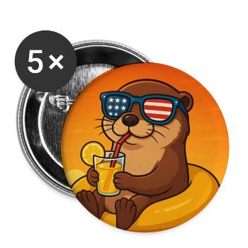 monterey bay aquarium otter shirt otter shirt sea  - Buttons medium 1.26"/32 mm (5-pack) - white - Front